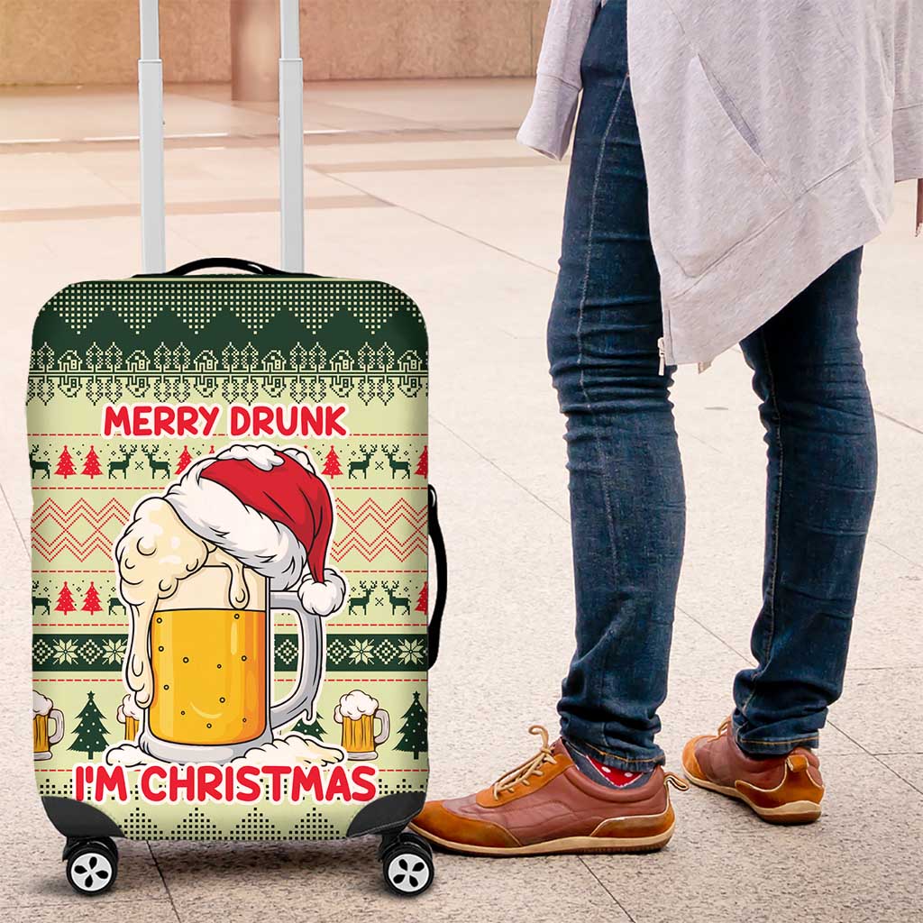 Merry Drunk I'm Christmas Luggage Cover Xmas Holiday Patterns - Wonder Print Shop
