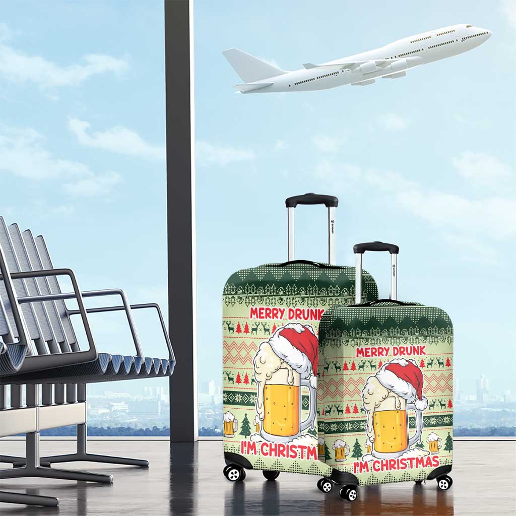Merry Drunk I'm Christmas Luggage Cover Xmas Holiday Patterns - Wonder Print Shop