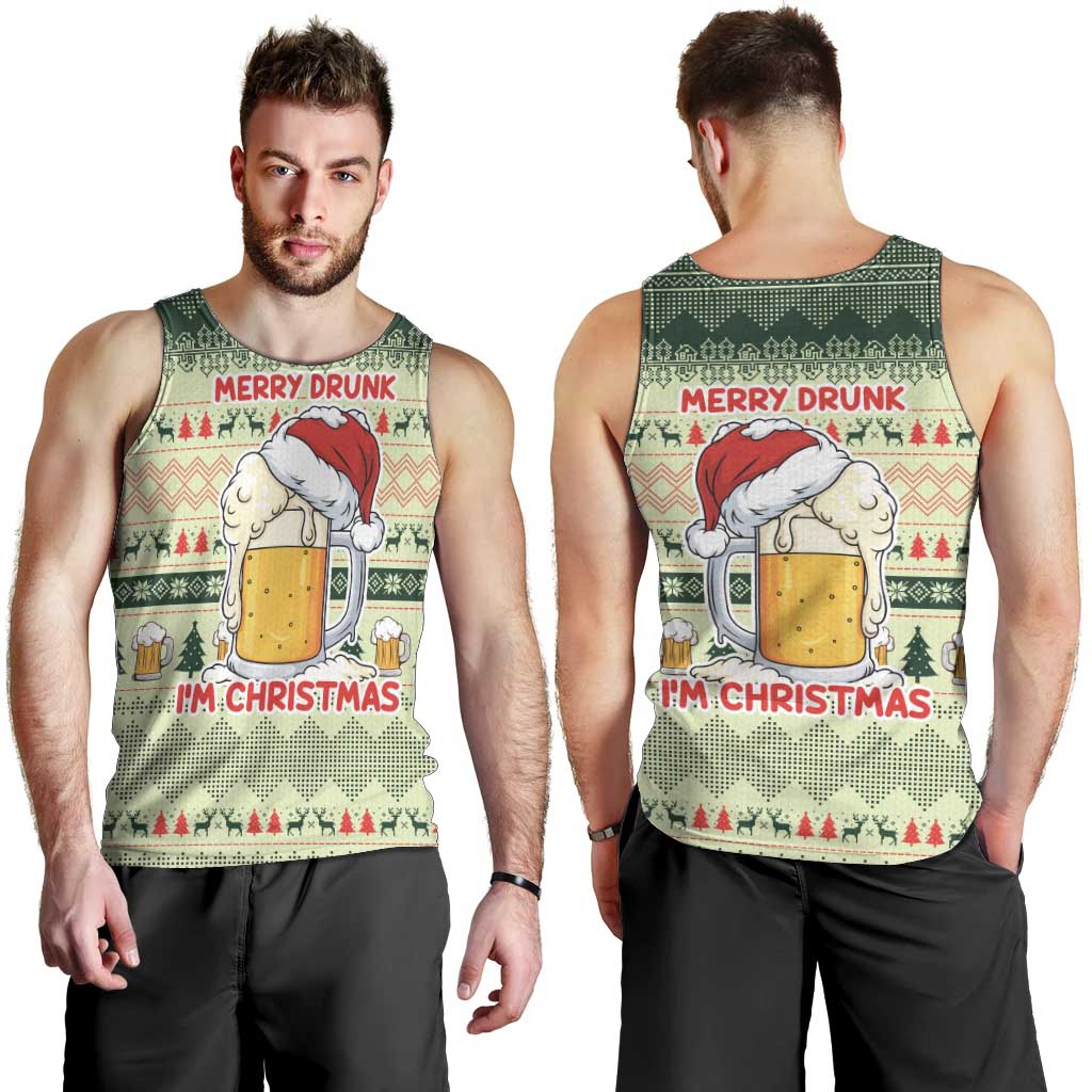 Merry Drunk I'm Christmas Men Tank Top Xmas Holiday Patterns - Wonder Print Shop