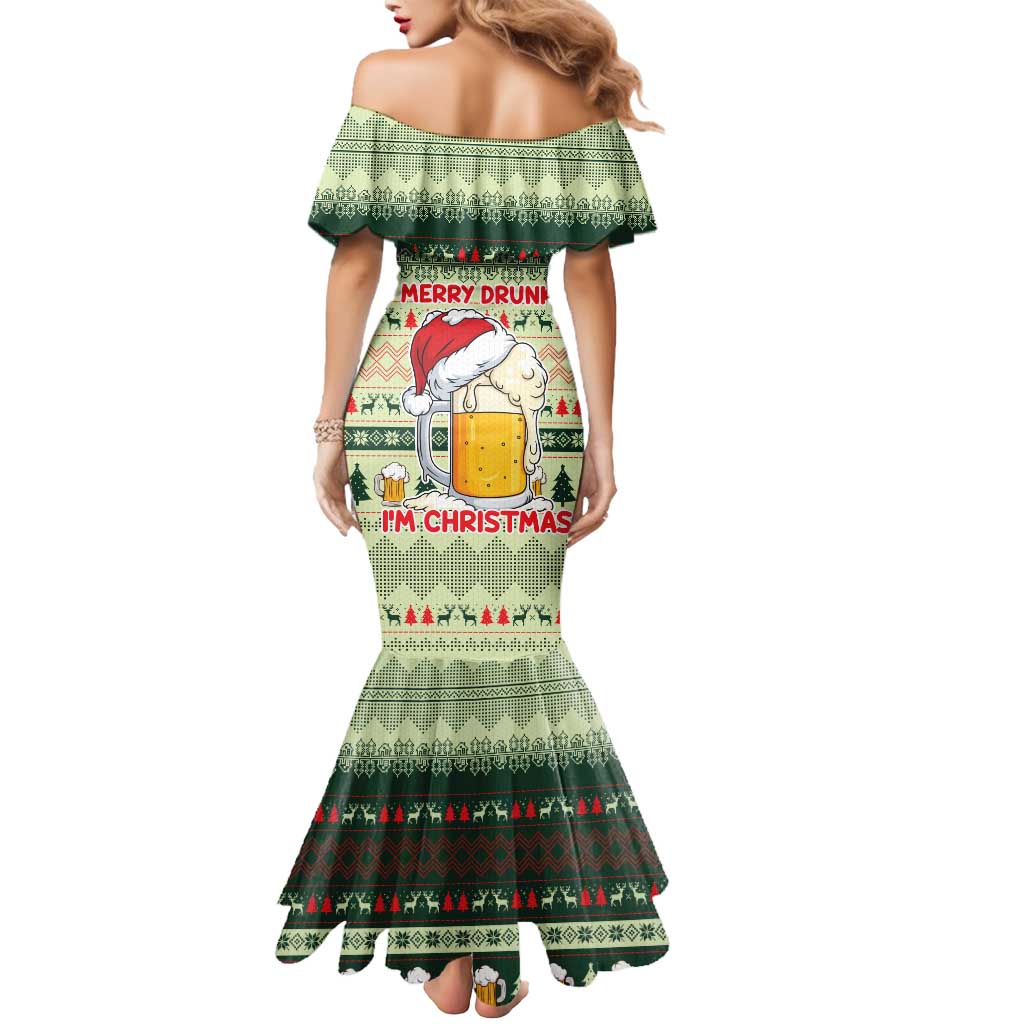 Merry Drunk I'm Christmas Mermaid Dress Xmas Holiday Patterns - Wonder Print Shop
