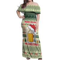 Merry Drunk I'm Christmas Off Shoulder Maxi Dress Xmas Holiday Patterns - Wonder Print Shop