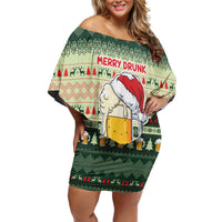 Merry Drunk I'm Christmas Off Shoulder Short Dress Xmas Holiday Patterns - Wonder Print Shop