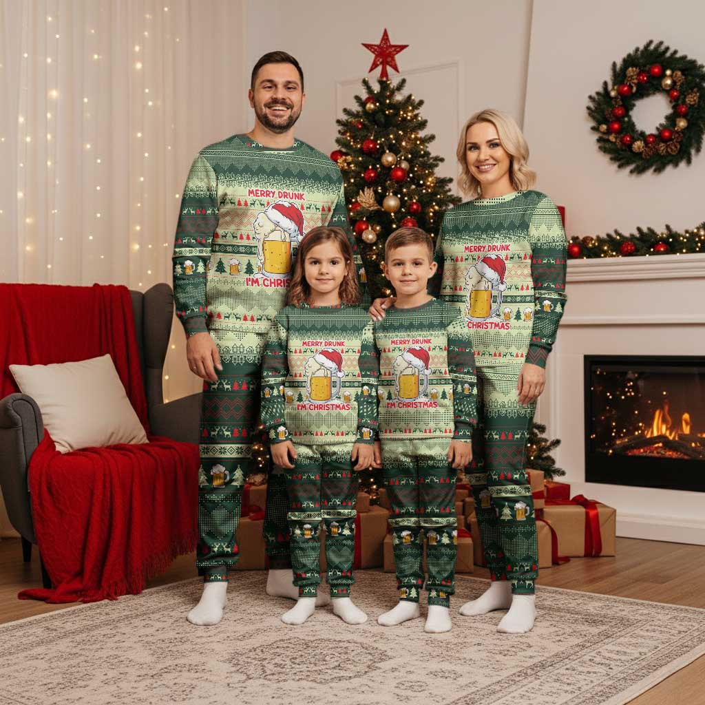 Merry Drunk I'm Christmas Pajama Set Xmas Holiday Patterns - Wonder Print Shop