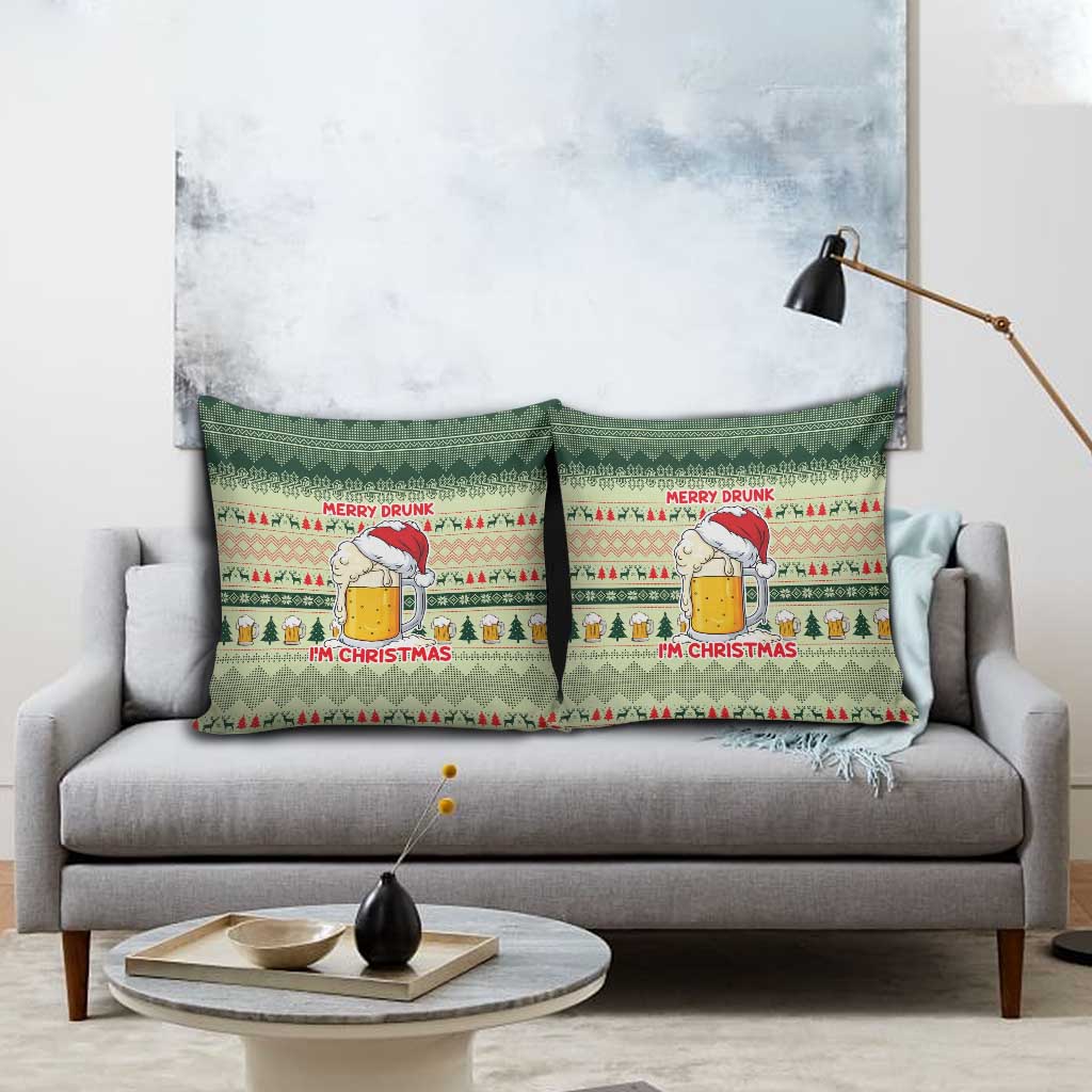 Merry Drunk I'm Christmas Pillow Cover Xmas Holiday Patterns - Wonder Print Shop