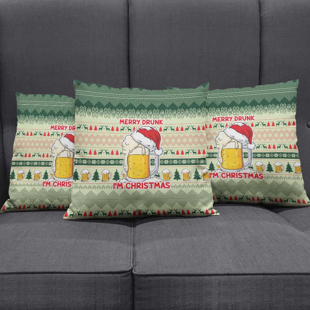 Merry Drunk I'm Christmas Pillow Cover Xmas Holiday Patterns - Wonder Print Shop