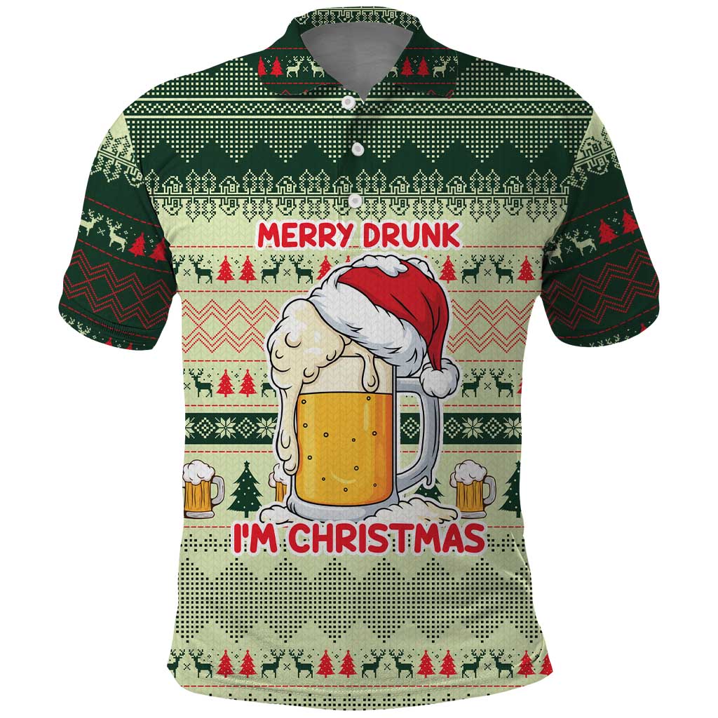 Merry Drunk I'm Christmas Polo Shirt Xmas Holiday Patterns - Wonder Print Shop