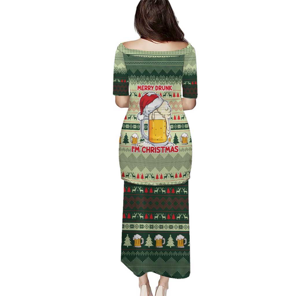 Merry Drunk I'm Christmas Puletasi Xmas Holiday Patterns - Wonder Print Shop