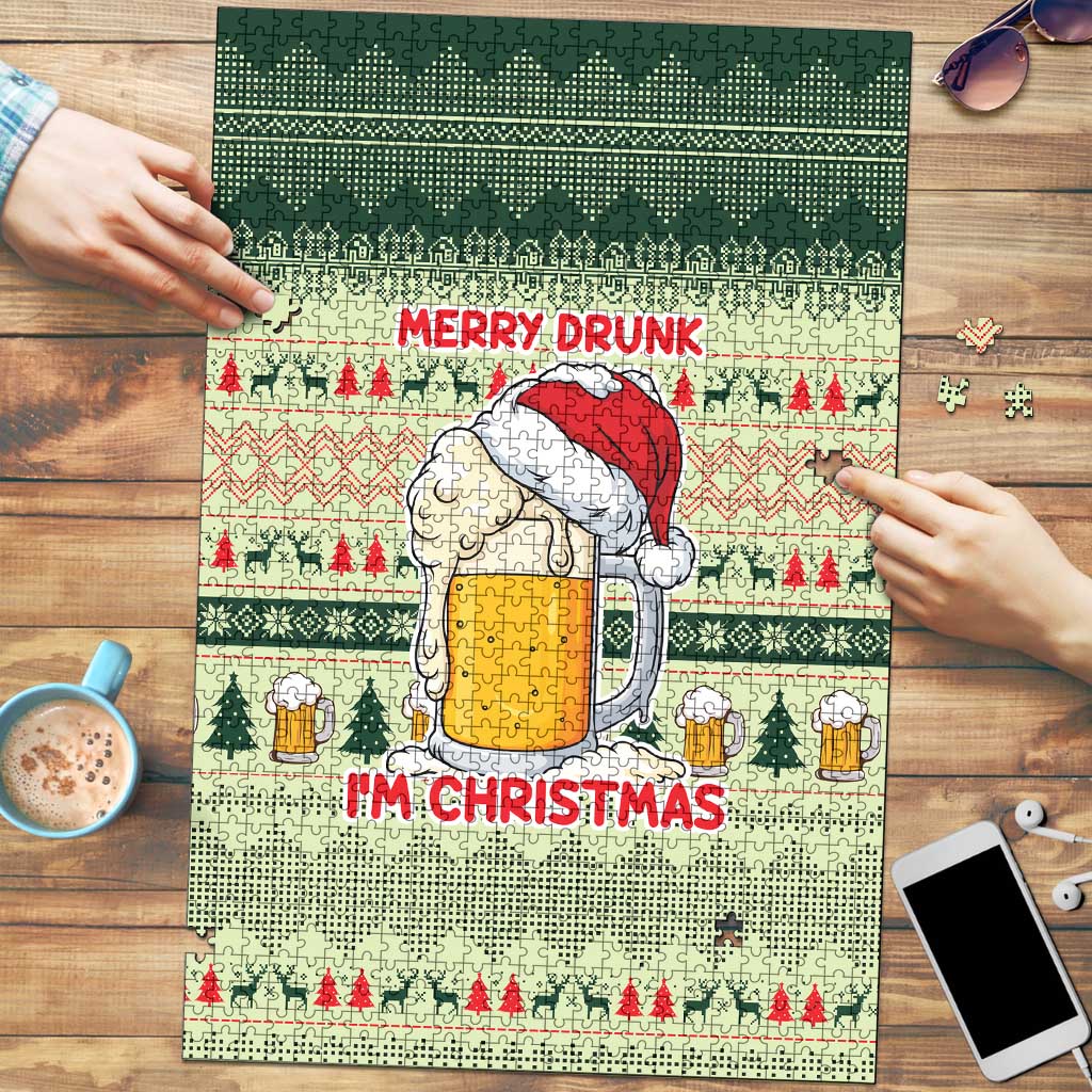 Merry Drunk I'm Christmas Puzzle Xmas Holiday Patterns - Wonder Print Shop