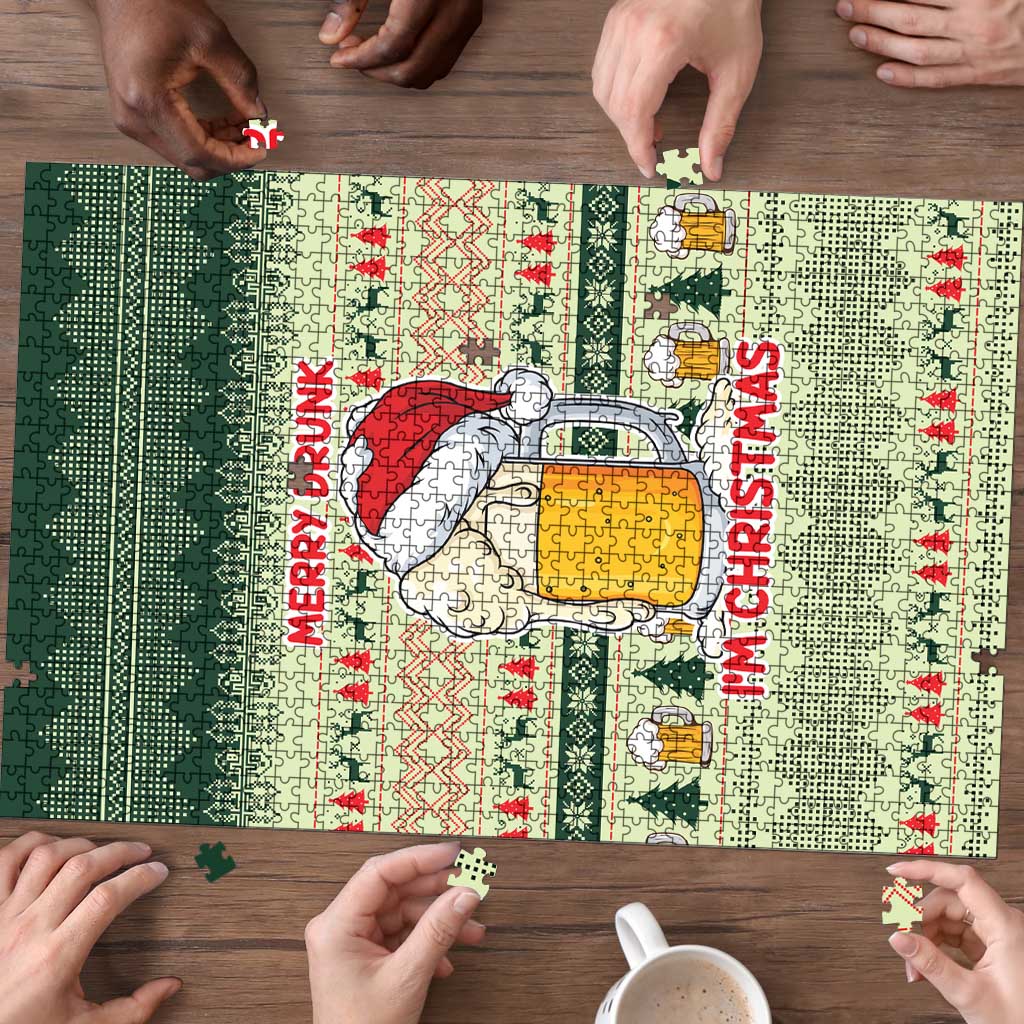 Merry Drunk I'm Christmas Puzzle Xmas Holiday Patterns - Wonder Print Shop