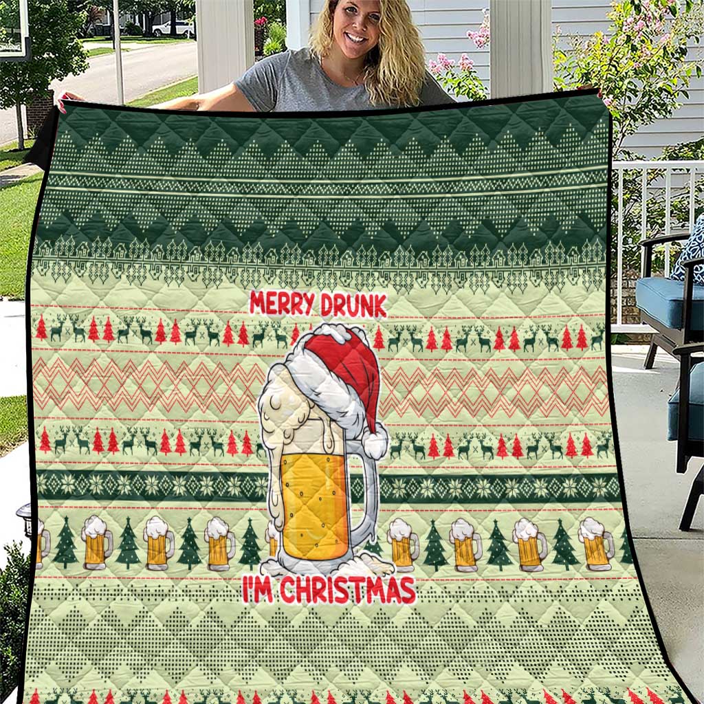 Merry Drunk I'm Christmas Quilt Xmas Holiday Patterns - Wonder Print Shop