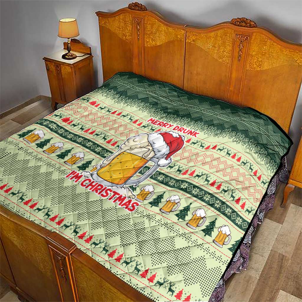 Merry Drunk I'm Christmas Quilt Xmas Holiday Patterns - Wonder Print Shop