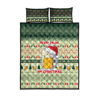 Merry Drunk I'm Christmas Quilt Bed Set Xmas Holiday Patterns - Wonder Print Shop