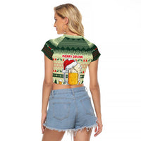 Merry Drunk I'm Christmas Raglan Cropped T Shirt Xmas Holiday Patterns - Wonder Print Shop