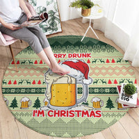 Merry Drunk I'm Christmas Round Carpet Xmas Holiday Patterns - Wonder Print Shop