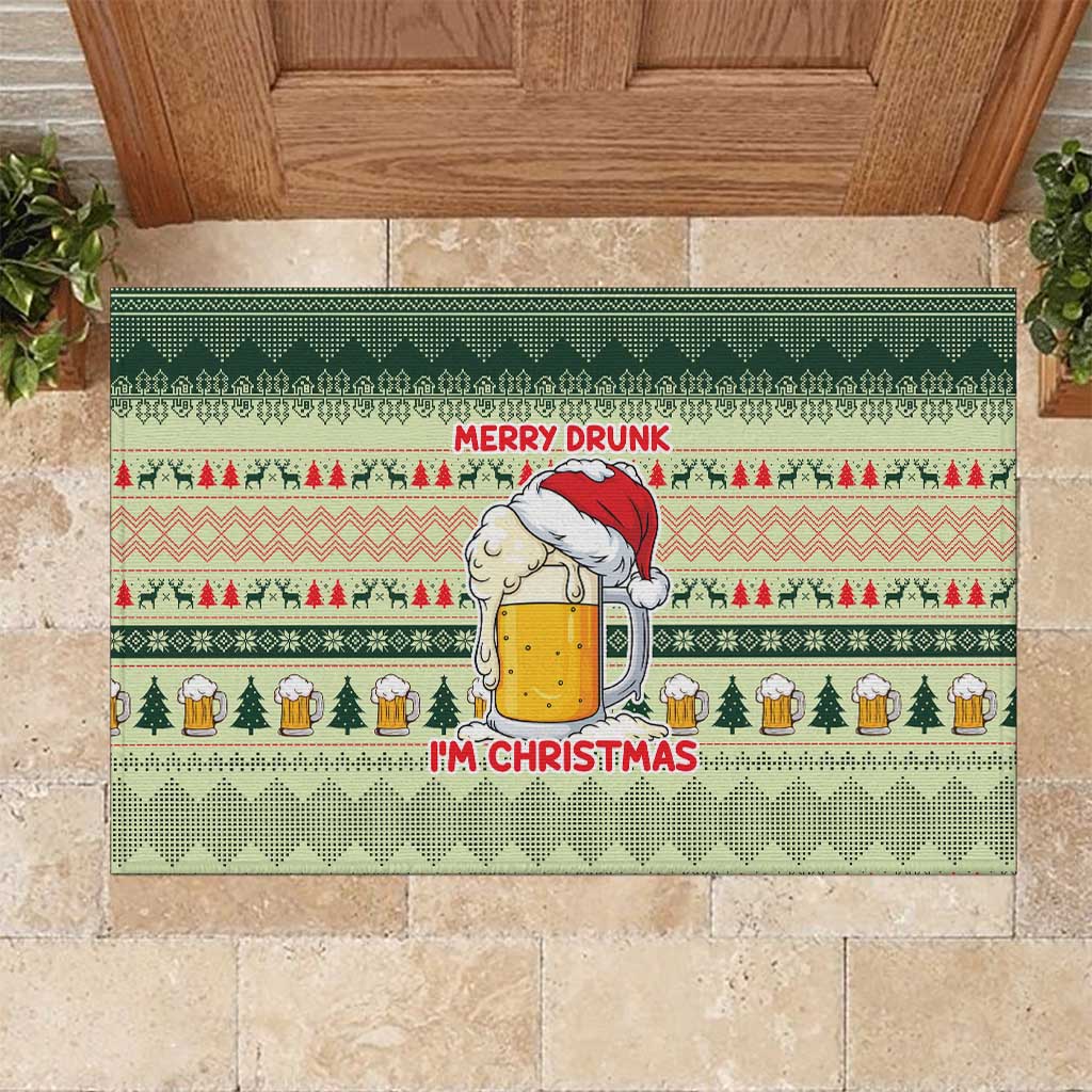 Merry Drunk I'm Christmas Rubber Doormat Xmas Holiday Patterns - Wonder Print Shop