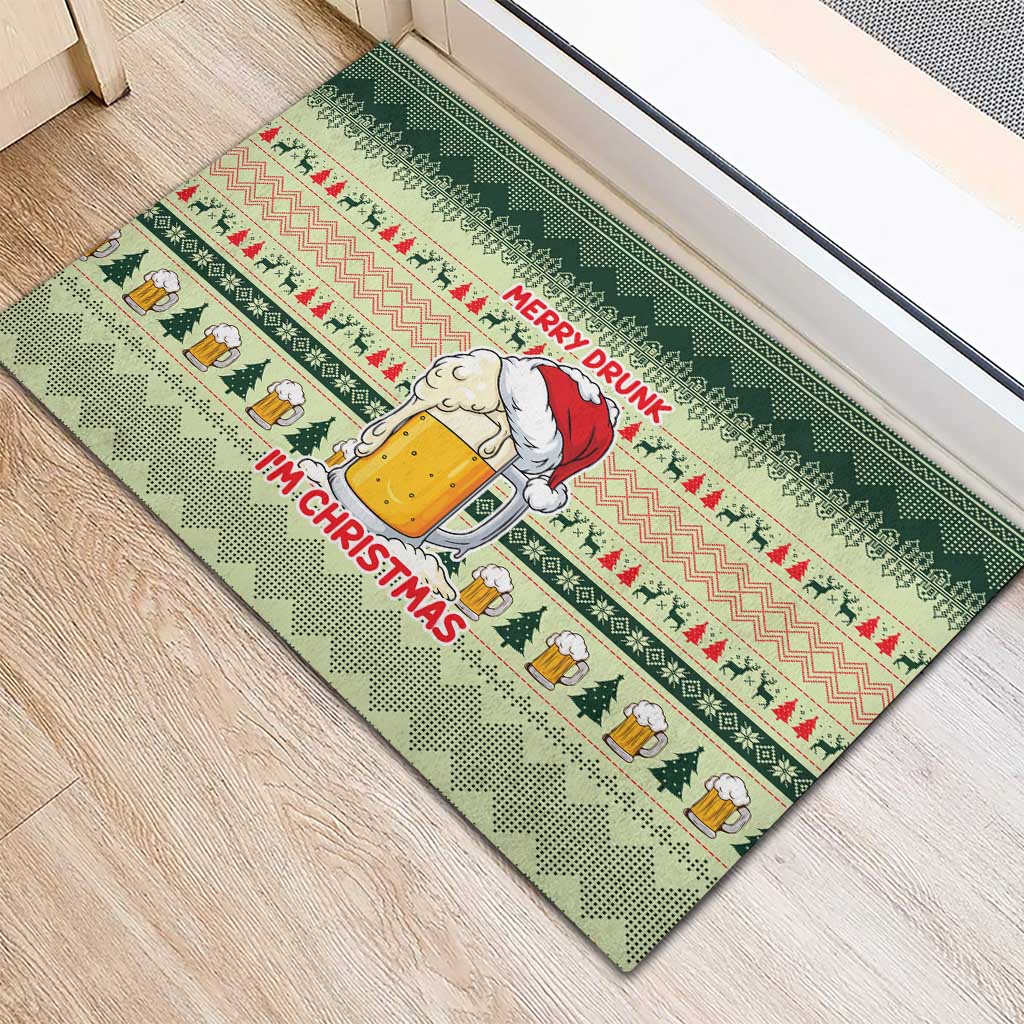 Merry Drunk I'm Christmas Rubber Doormat Xmas Holiday Patterns - Wonder Print Shop