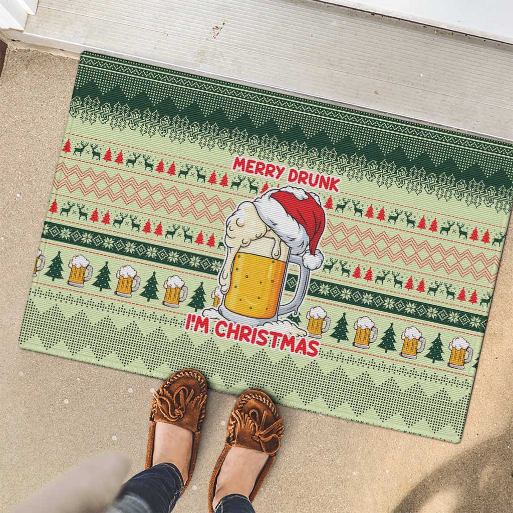 Merry Drunk I'm Christmas Rubber Doormat Xmas Holiday Patterns - Wonder Print Shop