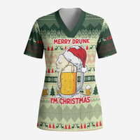 Merry Drunk I'm Christmas Scrub Top Xmas Holiday Patterns - Wonder Print Shop