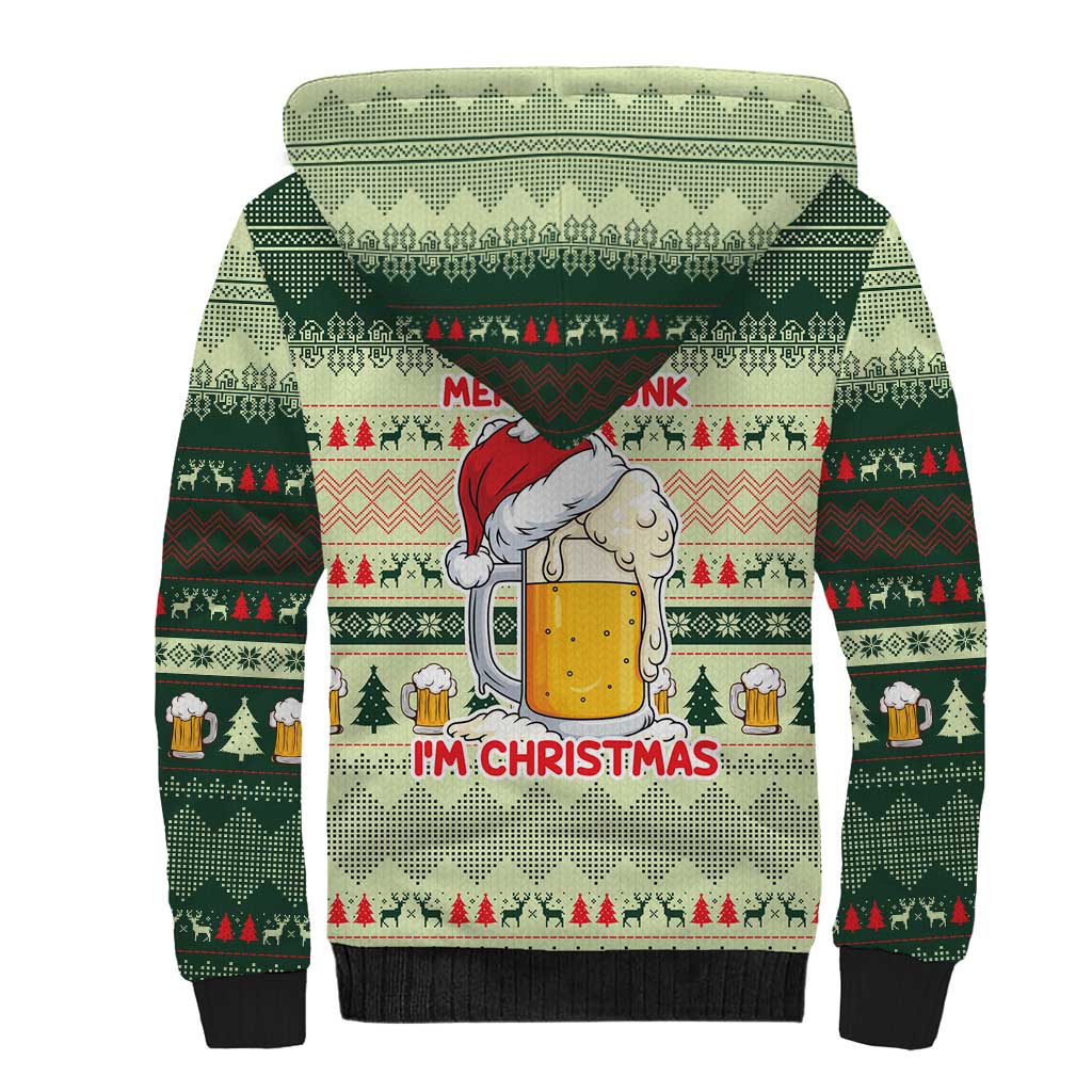 Merry Drunk I'm Christmas Sherpa Hoodie Xmas Holiday Patterns - Wonder Print Shop
