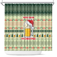 Merry Drunk I'm Christmas Shower Curtain Xmas Holiday Patterns - Wonder Print Shop