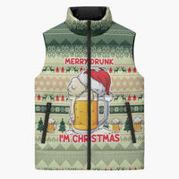 Merry Drunk I'm Christmas Sleeveless Puffer Jacket Xmas Holiday Patterns - Wonder Print Shop