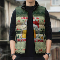 Merry Drunk I'm Christmas Sleeveless Puffer Jacket Xmas Holiday Patterns - Wonder Print Shop