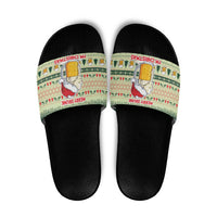 Merry Drunk I'm Christmas Slide Sandals Xmas Holiday Patterns - Wonder Print Shop