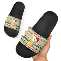 Merry Drunk I'm Christmas Slide Sandals Xmas Holiday Patterns - Wonder Print Shop