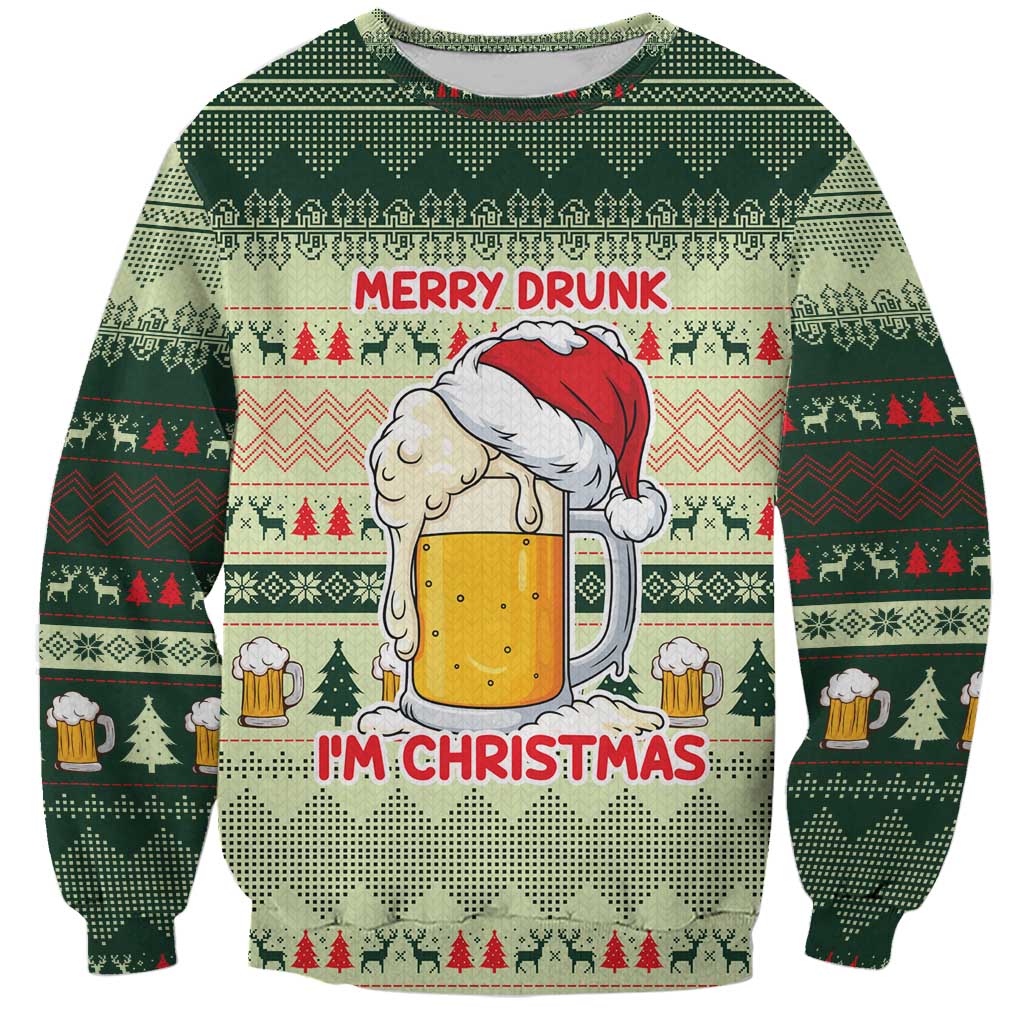 Merry Drunk I'm Christmas Sweatshirt Xmas Holiday Patterns - Wonder Print Shop