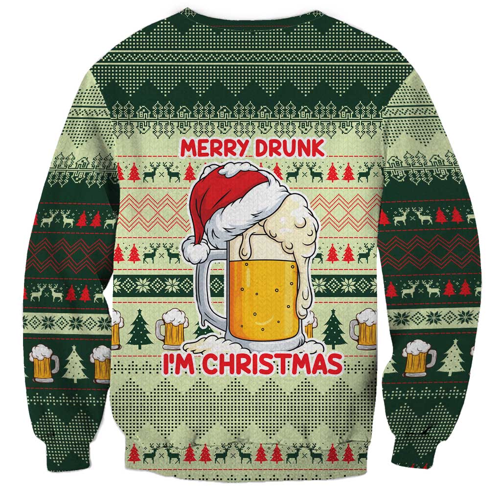 Merry Drunk I'm Christmas Sweatshirt Xmas Holiday Patterns - Wonder Print Shop
