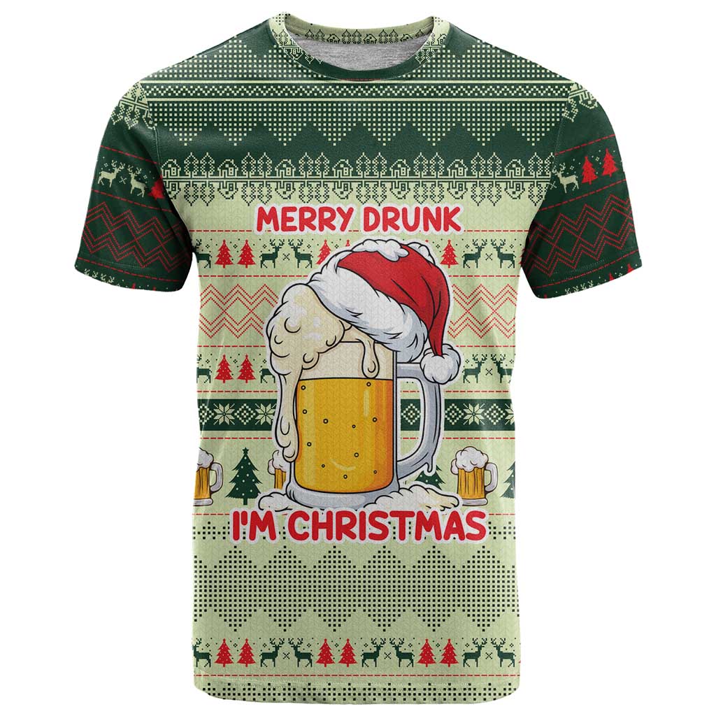 Merry Drunk I'm Christmas T Shirt Xmas Holiday Patterns - Wonder Print Shop