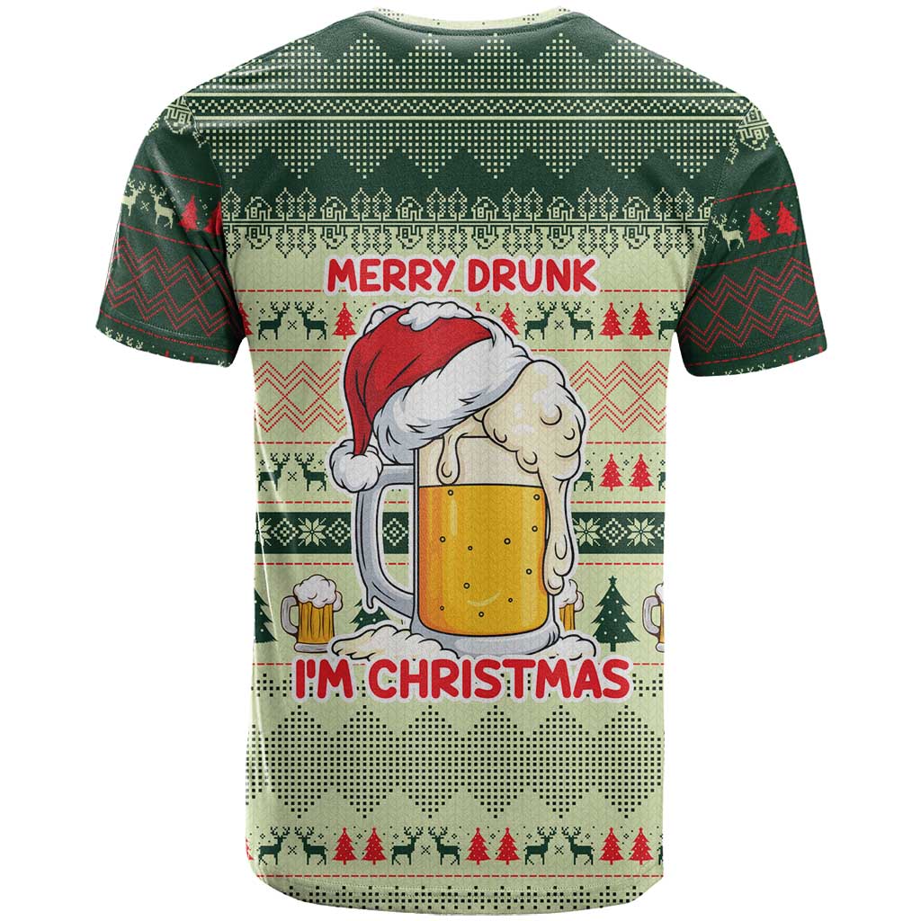 Merry Drunk I'm Christmas T Shirt Xmas Holiday Patterns - Wonder Print Shop