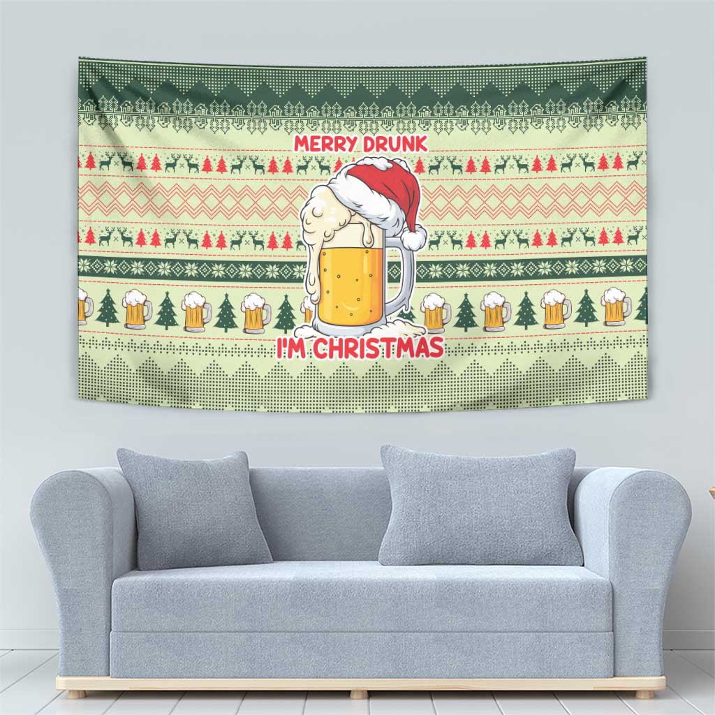 Merry Drunk I'm Christmas Tapestry Xmas Holiday Patterns - Wonder Print Shop