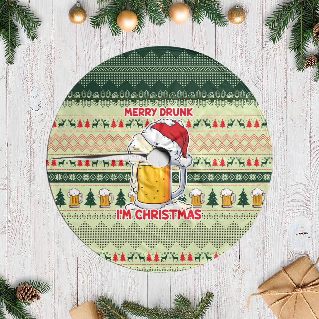 Merry Drunk I'm Christmas Tree Skirt Xmas Holiday Patterns - Wonder Print Shop