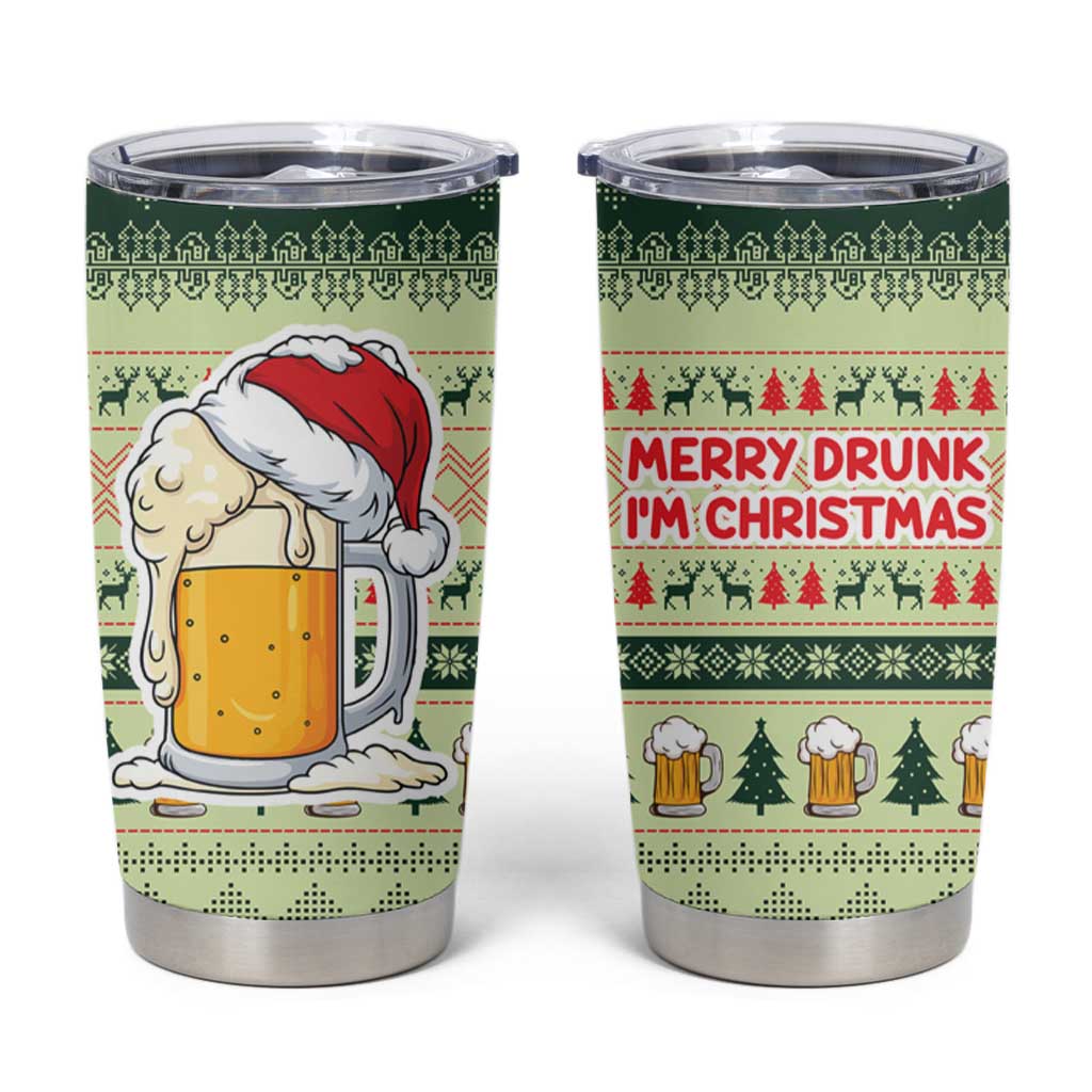 Merry Drunk I'm Christmas Tumbler Cup Xmas Holiday Patterns - Wonder Print Shop