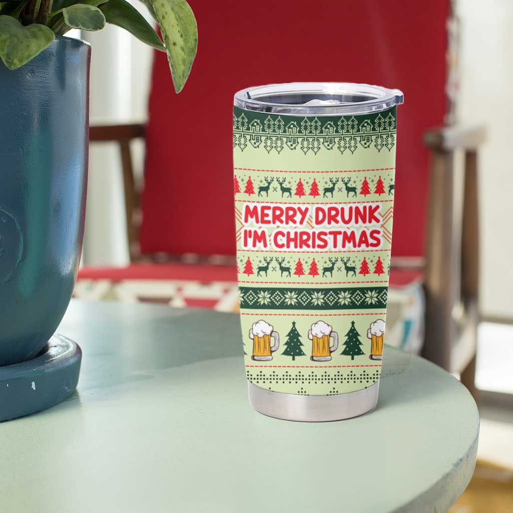 Merry Drunk I'm Christmas Tumbler Cup Xmas Holiday Patterns - Wonder Print Shop