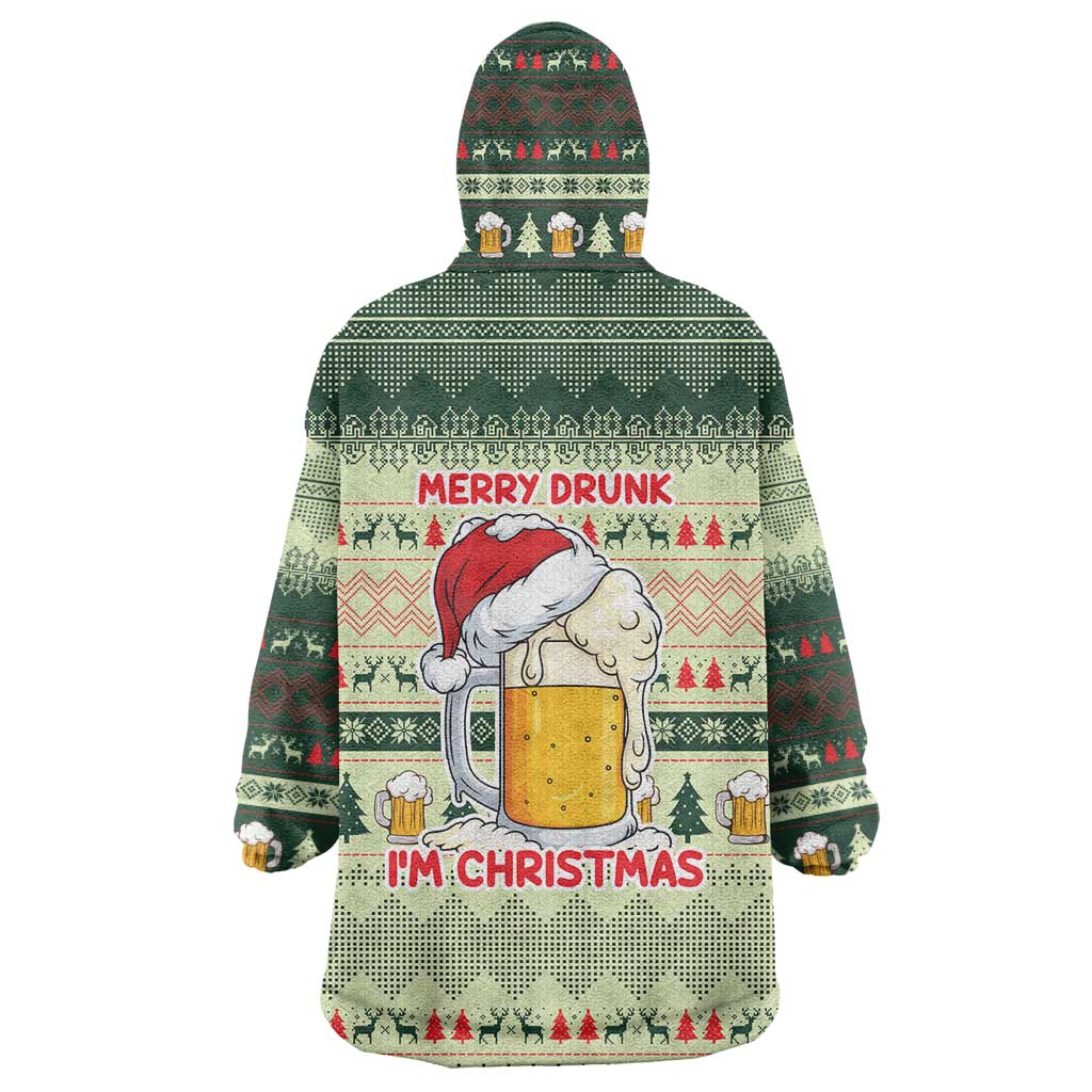 Merry Drunk I'm Christmas Wearable Blanket Hoodie Xmas Holiday Patterns - Wonder Print Shop