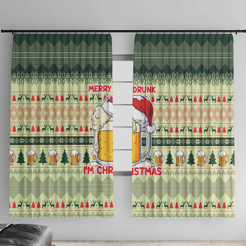Merry Drunk I'm Christmas Window Curtain Xmas Holiday Patterns - Wonder Print Shop