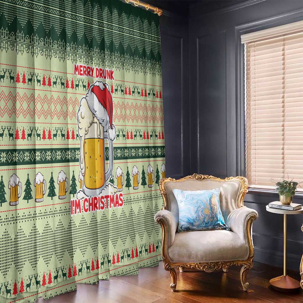 Merry Drunk I'm Christmas Window Curtain Xmas Holiday Patterns - Wonder Print Shop