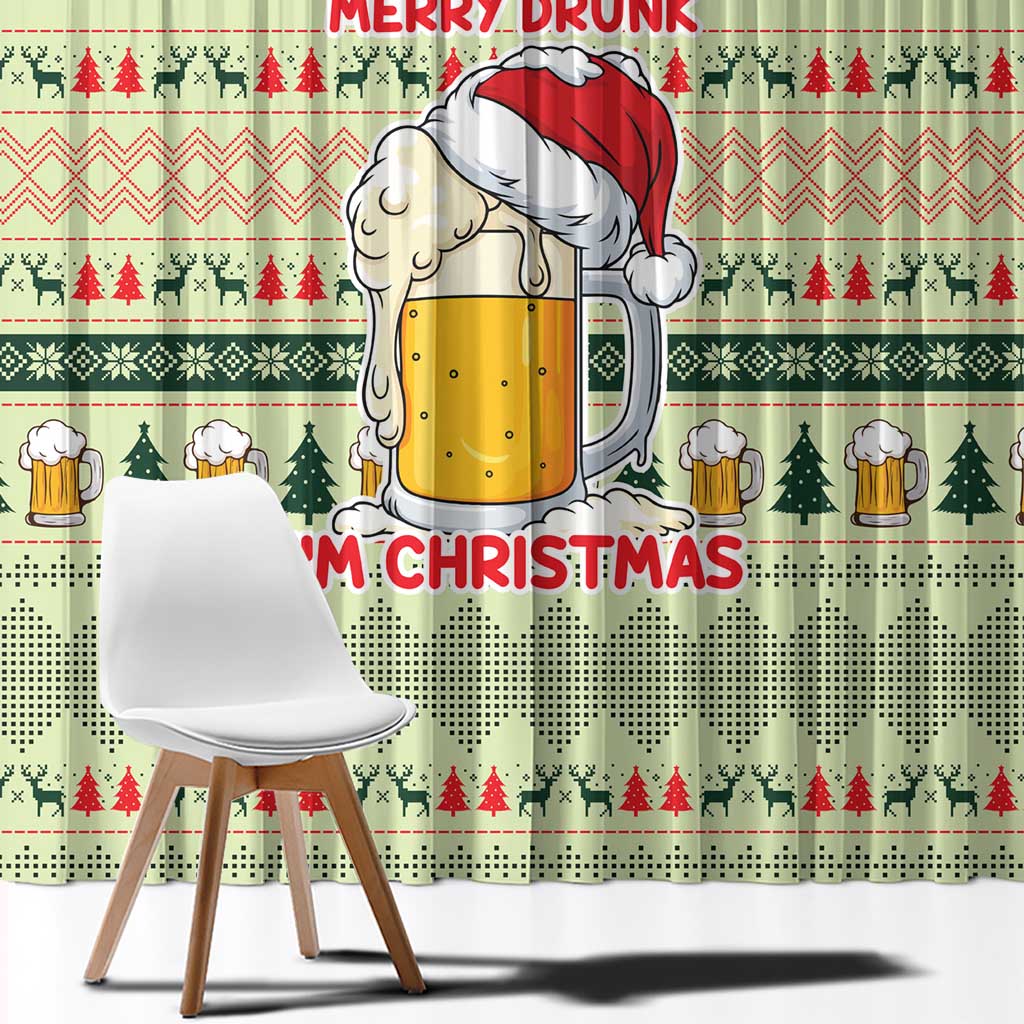 Merry Drunk I'm Christmas Window Curtain Xmas Holiday Patterns - Wonder Print Shop