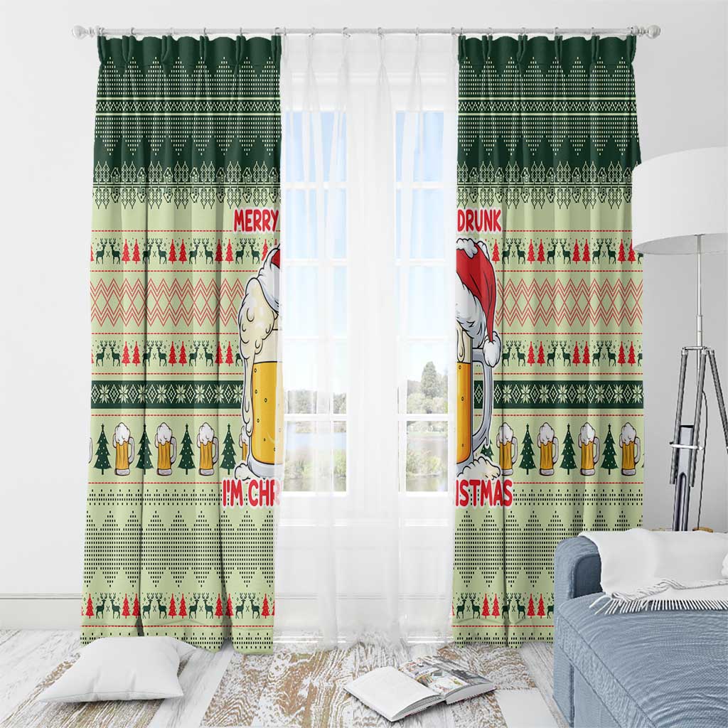 Merry Drunk I'm Christmas Window Curtain Xmas Holiday Patterns - Wonder Print Shop