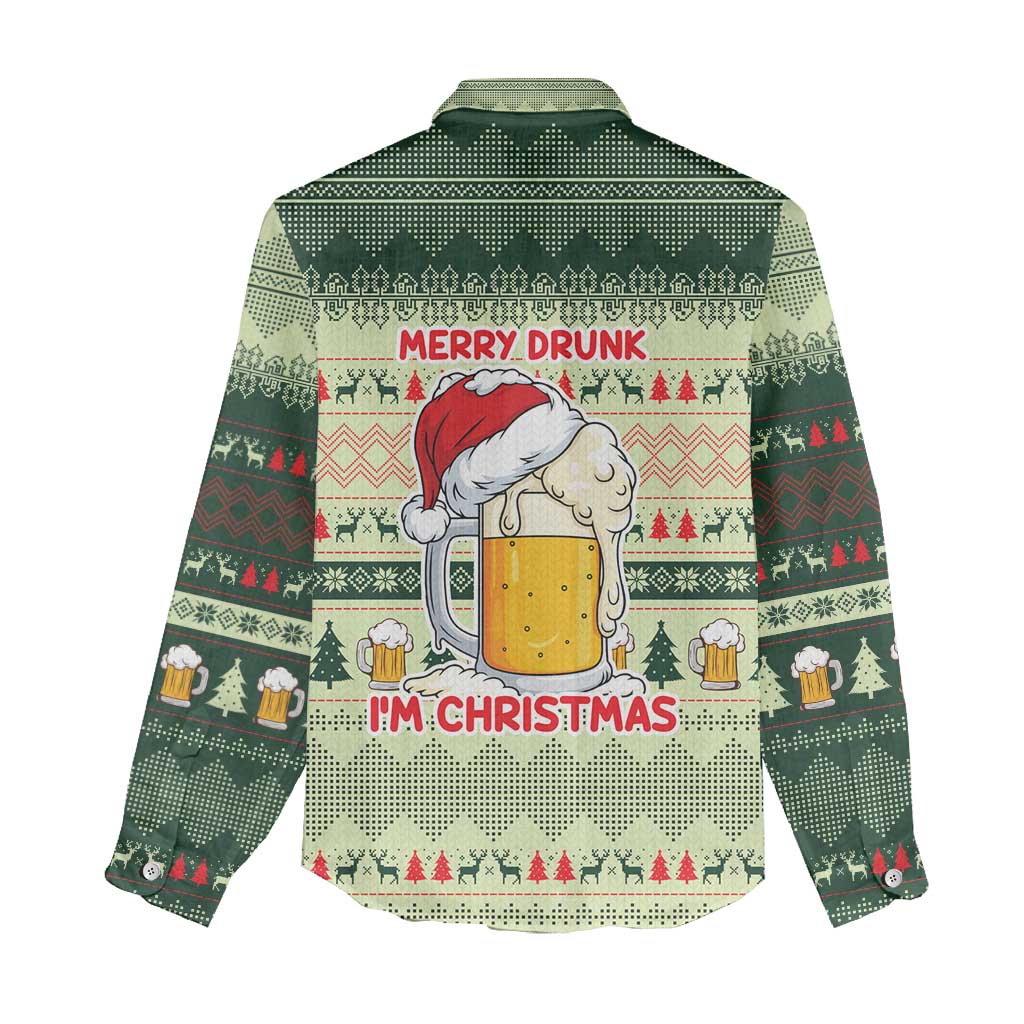 Merry Drunk I'm Christmas Women Casual Shirt Xmas Holiday Patterns - Wonder Print Shop