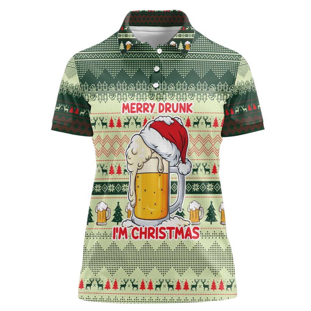 Merry Drunk I'm Christmas Women Polo Shirt Xmas Holiday Patterns - Wonder Print Shop