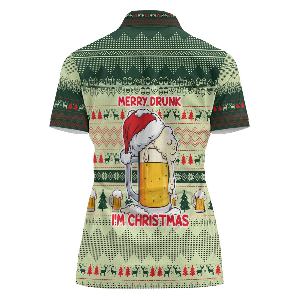Merry Drunk I'm Christmas Women Polo Shirt Xmas Holiday Patterns - Wonder Print Shop
