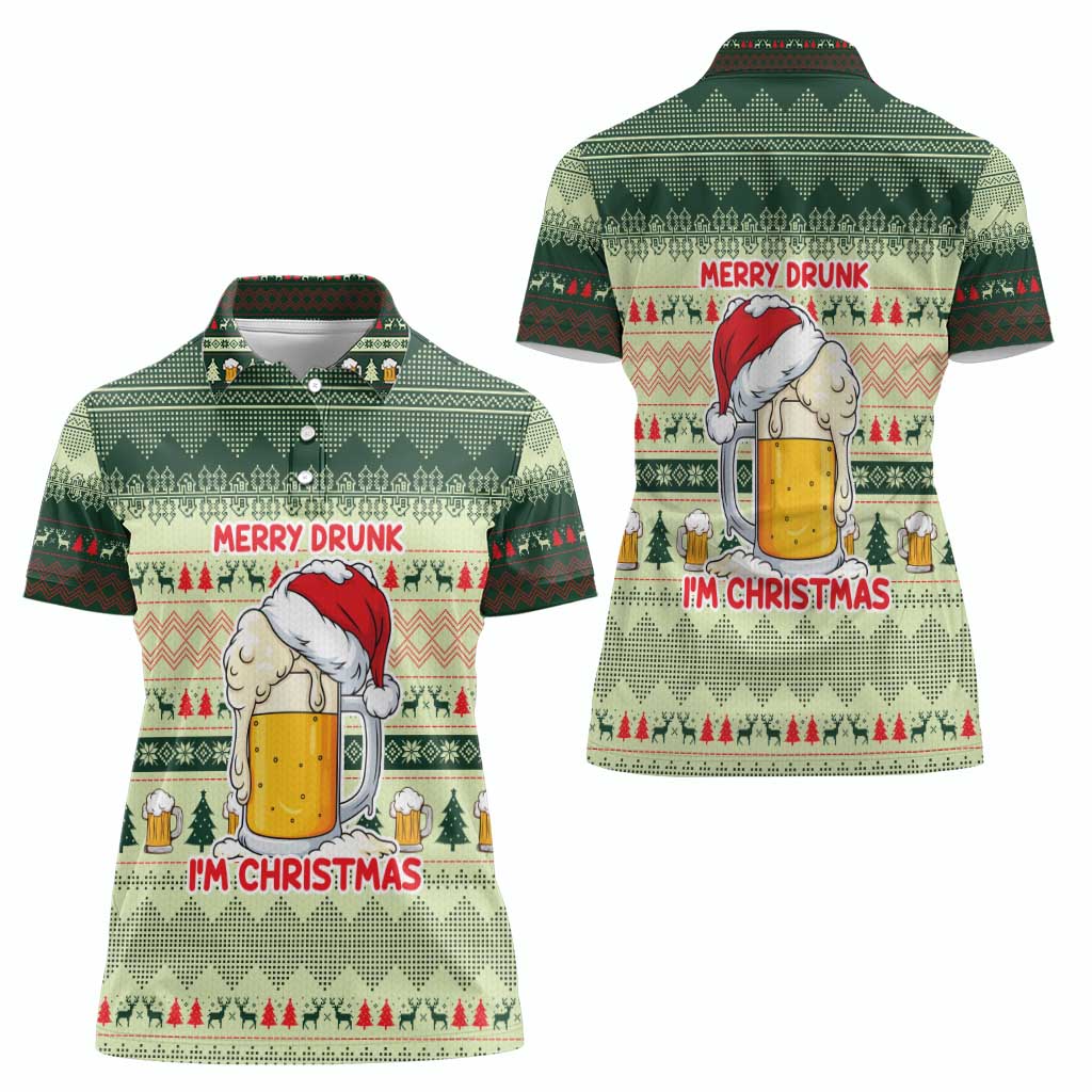 Merry Drunk I'm Christmas Women Polo Shirt Xmas Holiday Patterns - Wonder Print Shop