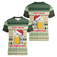 Merry Drunk I'm Christmas Women V-Neck T-Shirt Xmas Holiday Patterns - Wonder Print Shop
