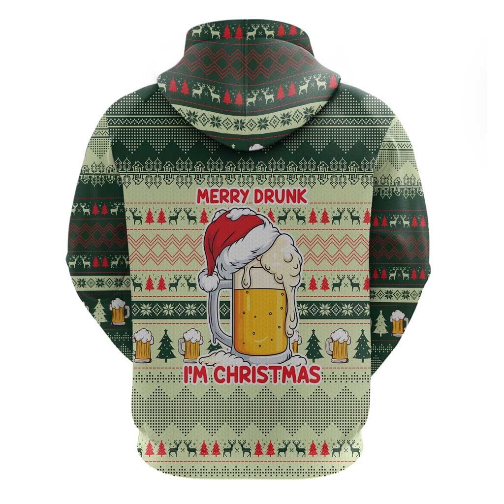 Merry Drunk I'm Christmas Zip Hoodie Xmas Holiday Patterns - Wonder Print Shop