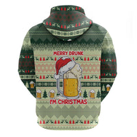 Merry Drunk I'm Christmas Zip Hoodie Xmas Holiday Patterns - Wonder Print Shop