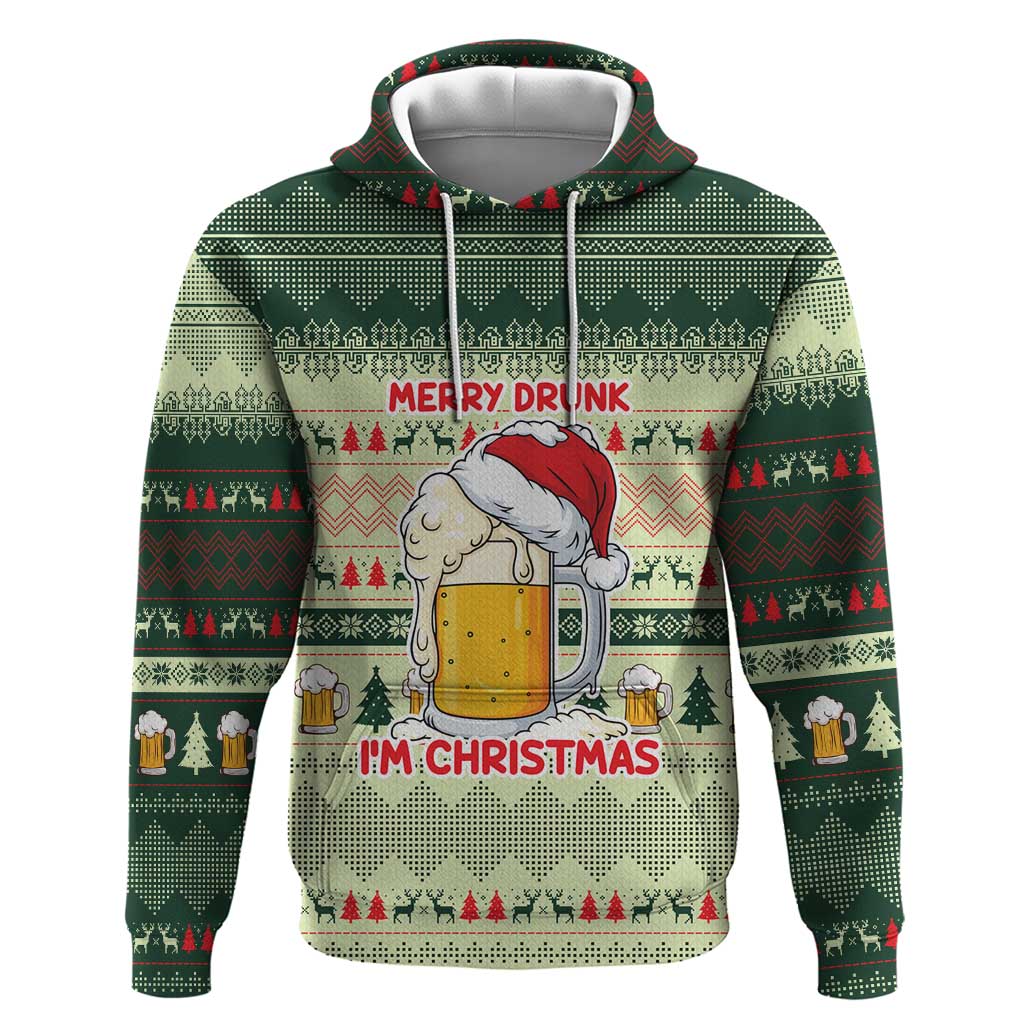 Merry Drunk I'm Christmas Zip Hoodie Xmas Holiday Patterns - Wonder Print Shop