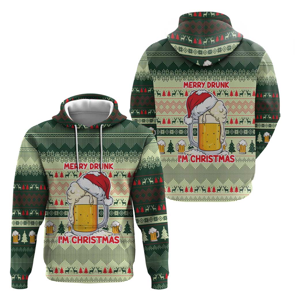 Merry Drunk I'm Christmas Zip Hoodie Xmas Holiday Patterns - Wonder Print Shop
